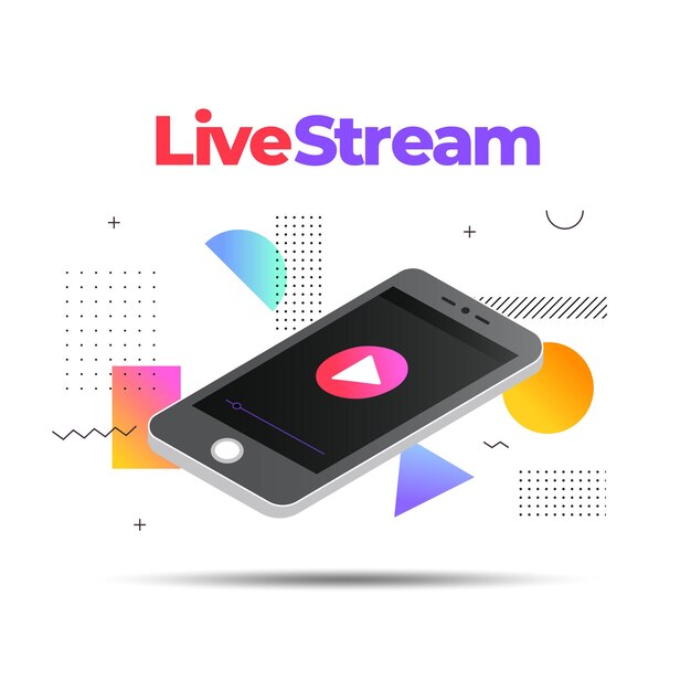 Ilustración de transmisión en vivo con teléfono inteligente