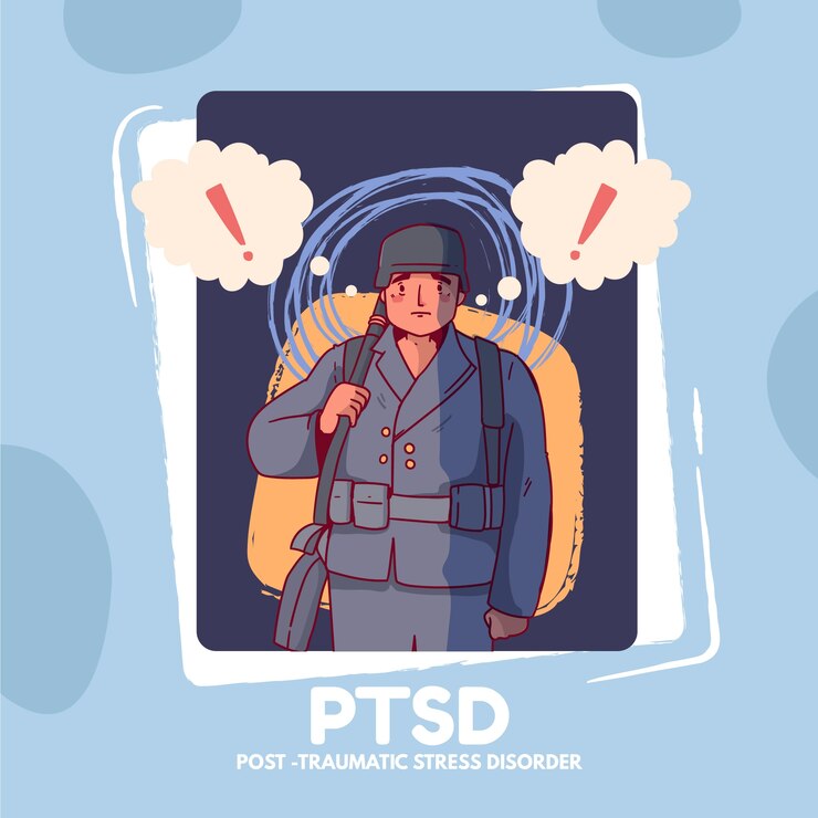 Vector gratuito ilustración de trastorno de estrés postraumático dibujado a mano