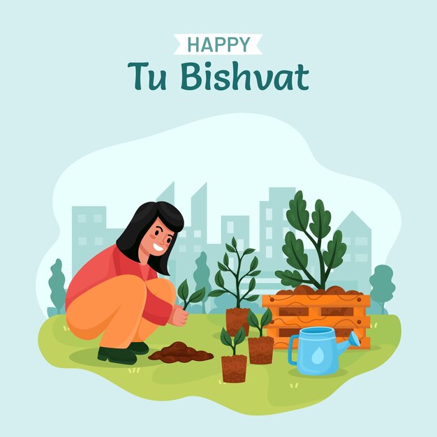 Ilustración de tu bishvat plano