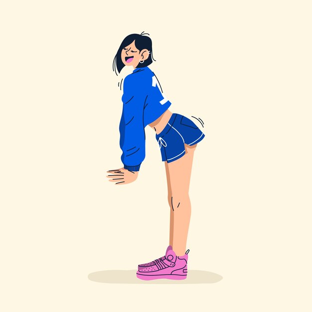 Ilustración de twerk plano dibujado a mano de baile