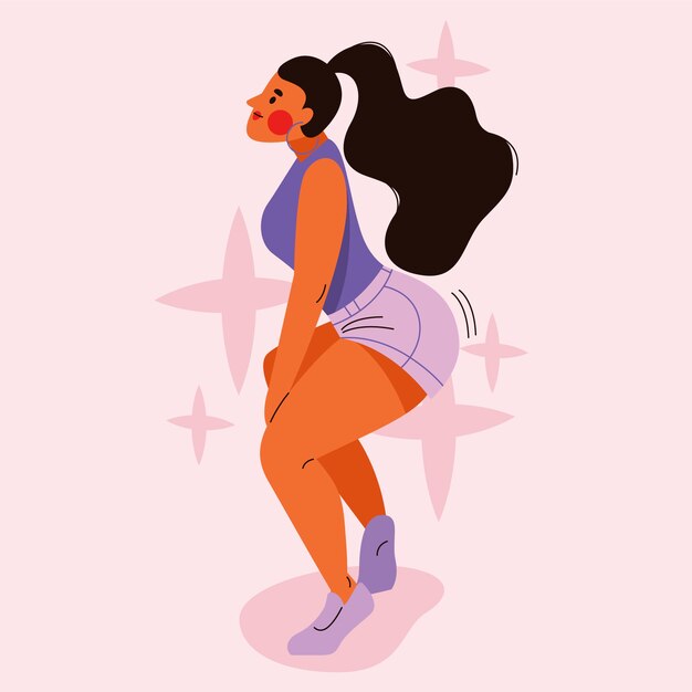 Ilustración de twerk plano dibujado a mano de baile