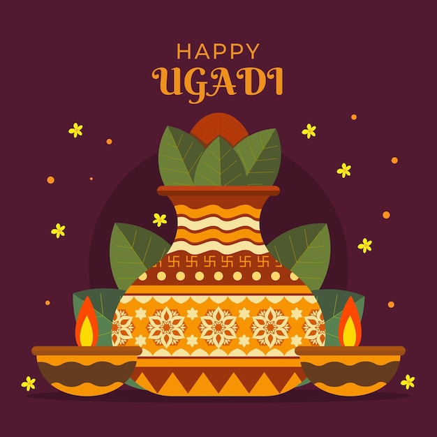 Ilustración de ugadi plana