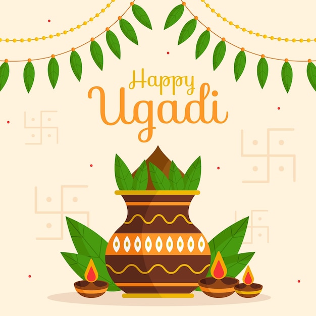 Ilustración de ugadi plana