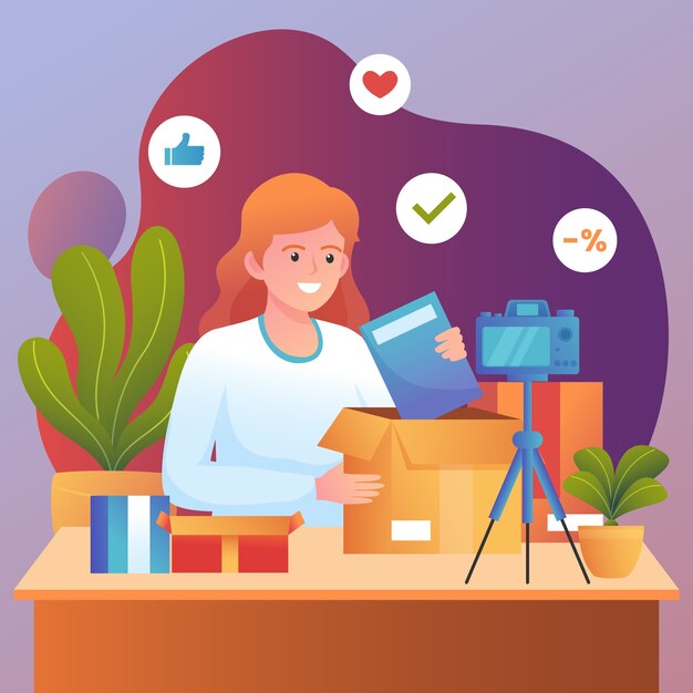 Ilustración de unboxing degradado