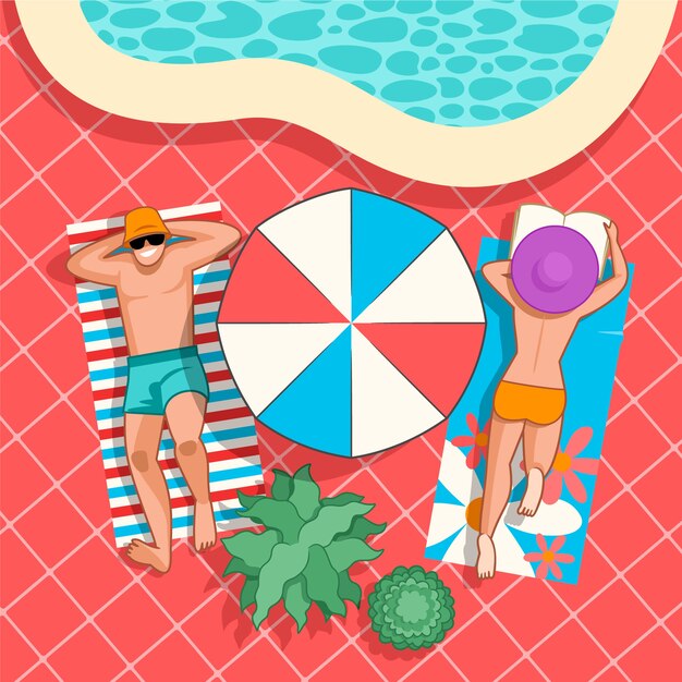 Ilustración de vacaciones de verano dibujada a mano