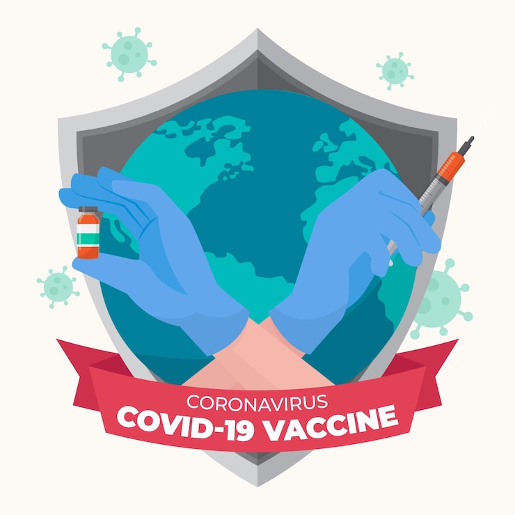 Vector gratuito ilustración de vacuna de coronavirus dibujado a mano plana