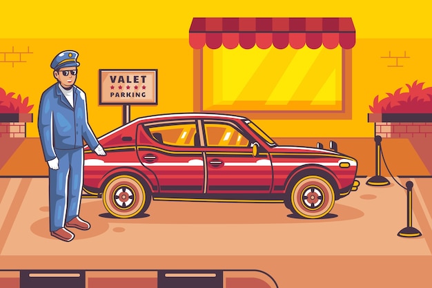 Vector gratuito ilustración de valet parking degradado