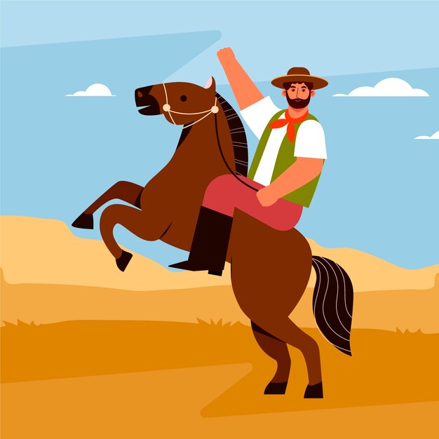 Ilustración de vaquero gaucho en estilo dibujado a mano