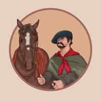 Vector gratuito ilustración de vaquero gaucho en estilo dibujado a mano