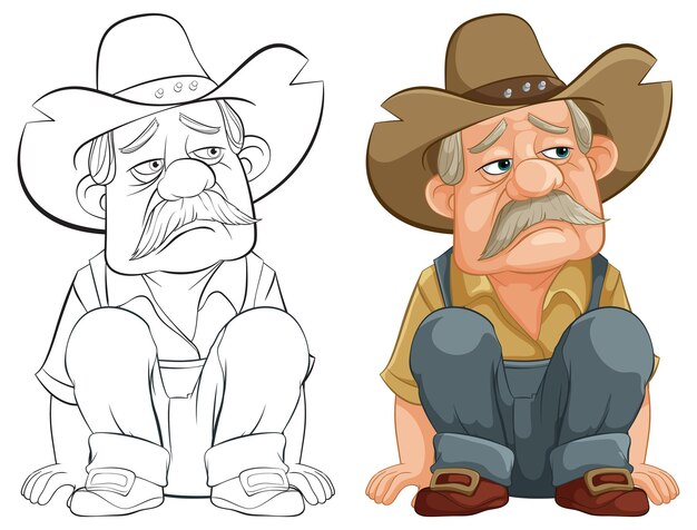 Ilustración de los vaqueros de dibujos animados entristecidos