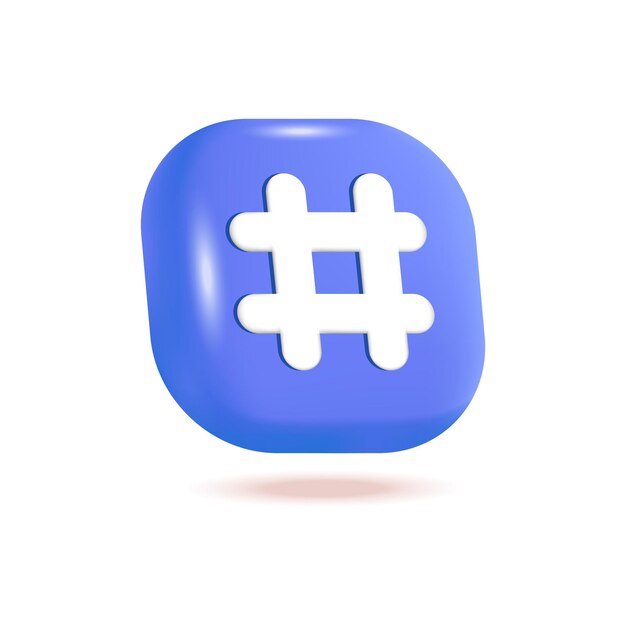 Ilustración de vector 3d de icono de etiqueta. Icono de redes sociales para sitios de redes o aplicaciones en estilo de dibujos animados aislado sobre fondo blanco. Comunicación en línea, concepto de marketing digital.