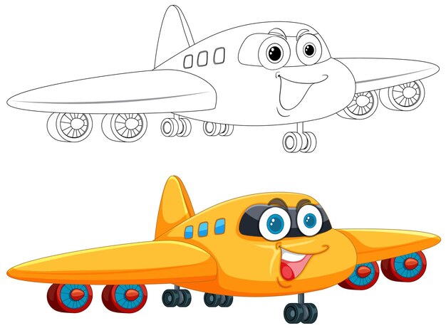 Ilustración de Vector de aviones de dibujos animados felices