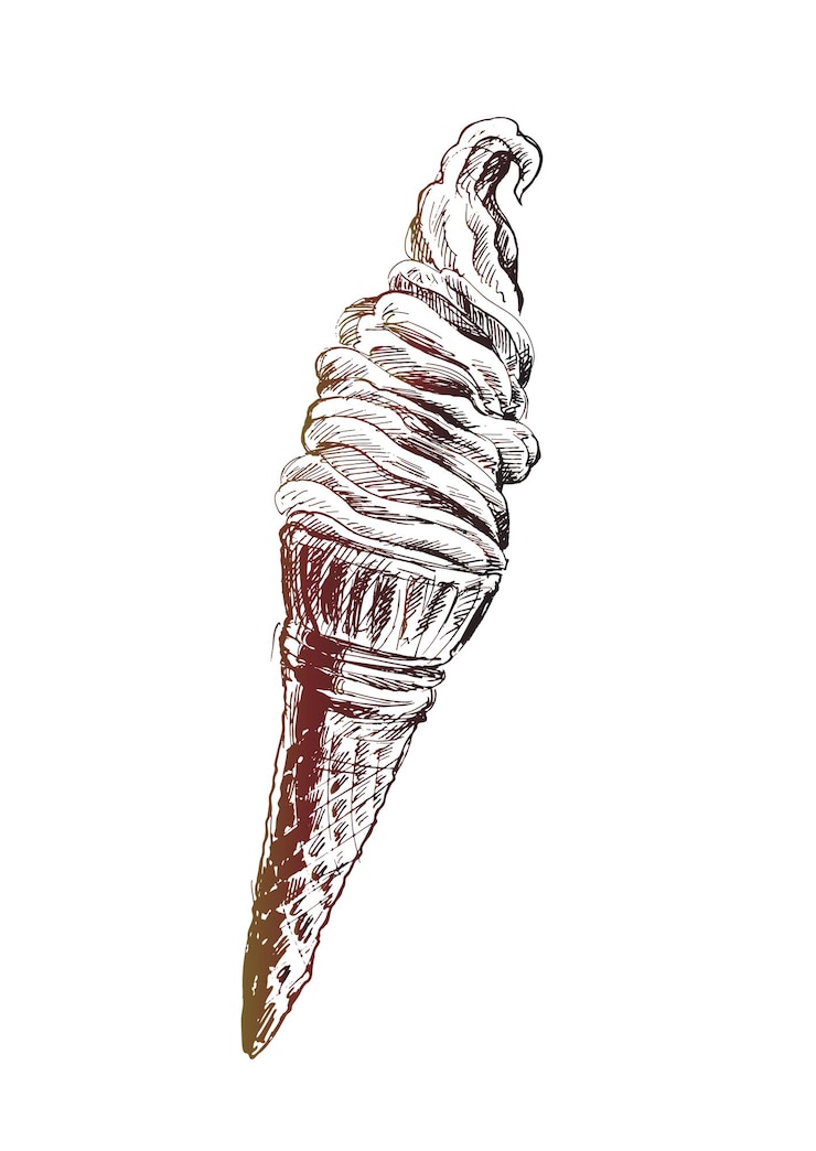 Vector gratuito ilustración de vector de boceto dibujado a mano de cono de helado