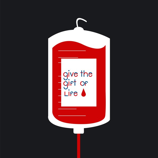 Ilustración de vector de bolsa de donación de sangre