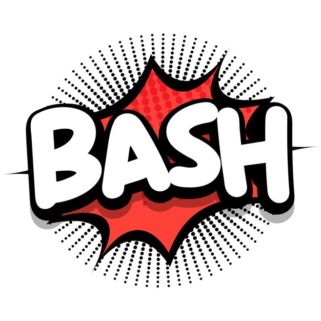 Ilustración de vector de burbuja de explosión de cómic Bash