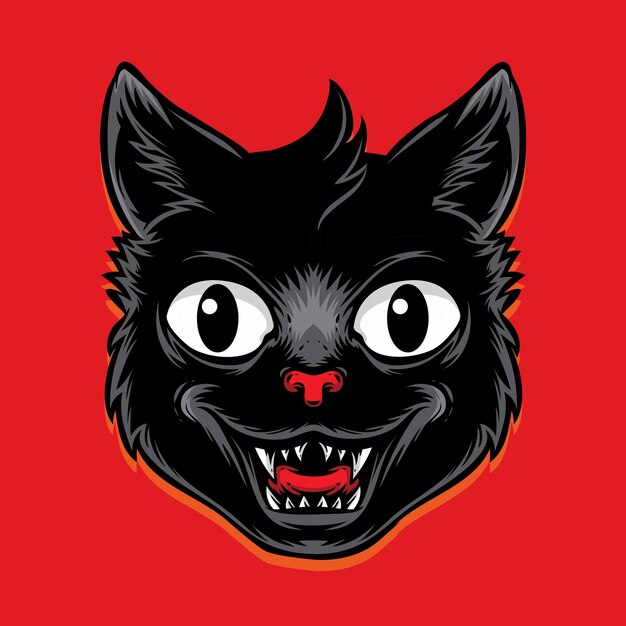 Ilustración de vector de cabeza de gato negro