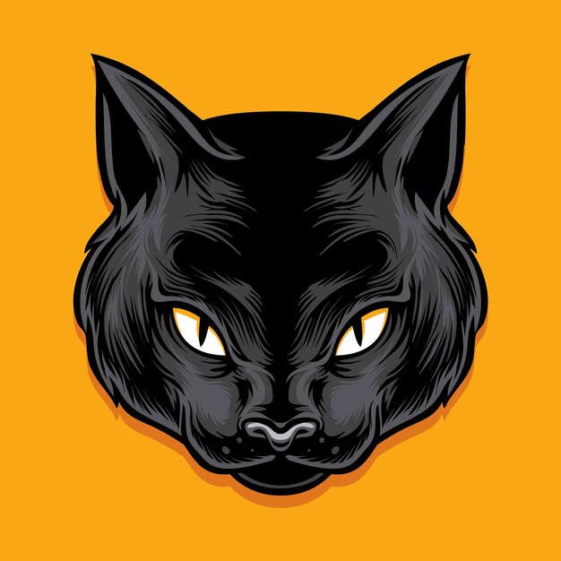 Ilustración de vector de cabeza de gato negro