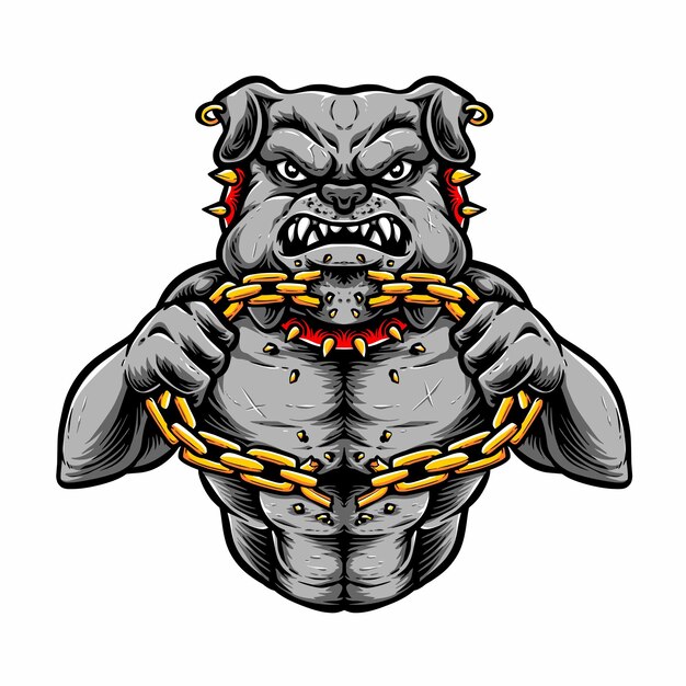 Ilustración de vector de cadena de ruptura de Bulldog