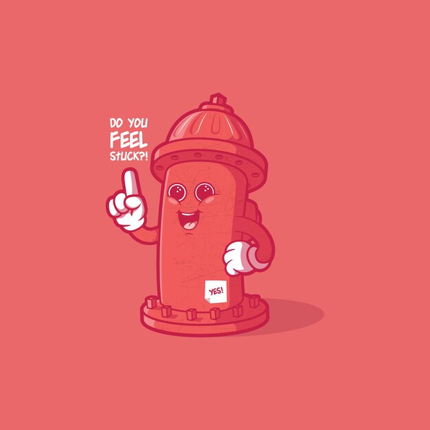 Ilustración de vector de carácter motivacional Fyre Hydrant Concepto de diseño de protección divertido de motivación