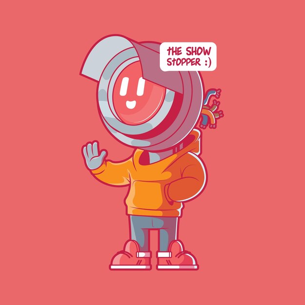 Ilustración de vector de caracteres Cool Semaphore Concepto de diseño de control de tecnología divertida