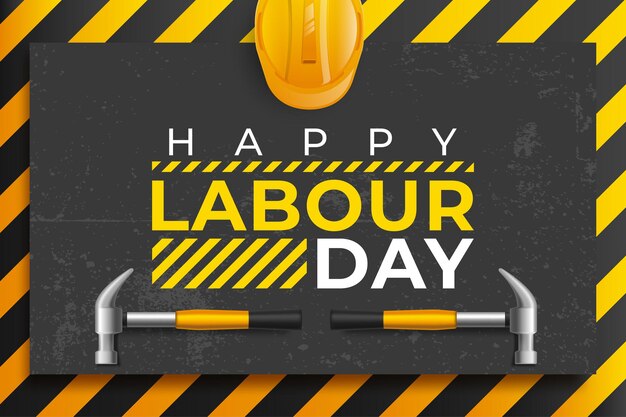 Ilustración de vector de cartel del Día del Trabajo con herramientas de construcción