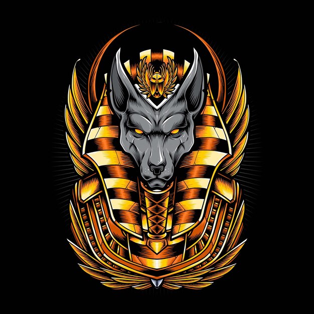 Ilustración de vector de chacal dorado anubis