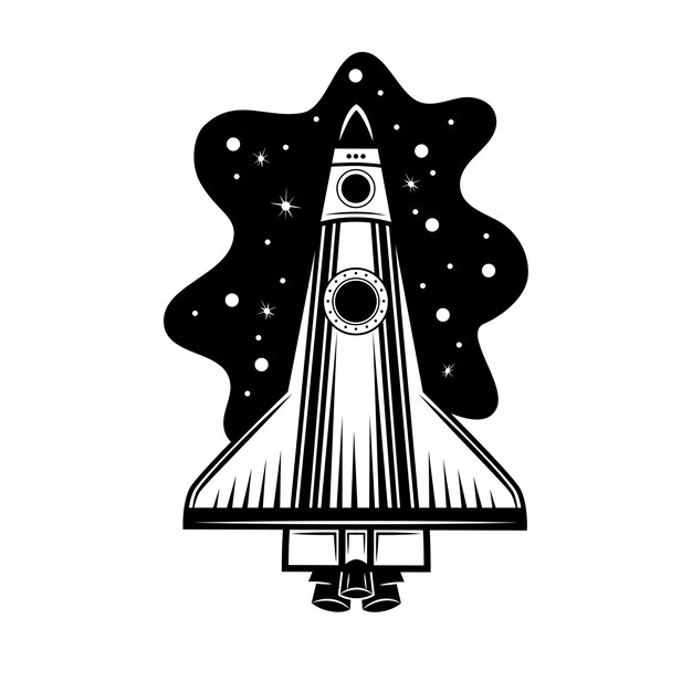 Ilustración de vector de cohete espacial. Nave espacial, nave espacial, lanzadera