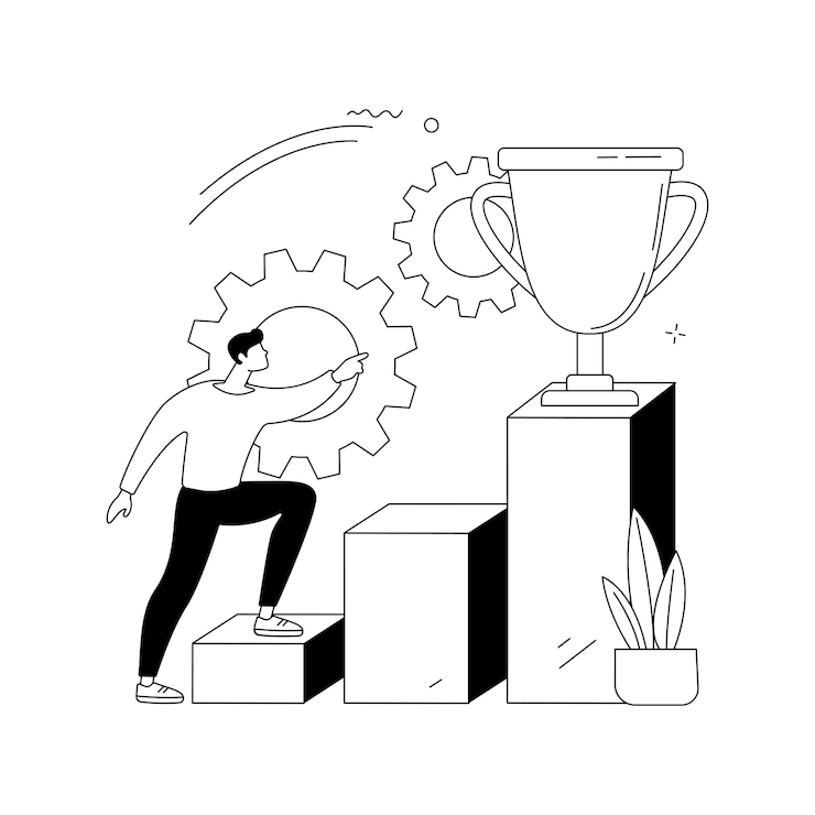 Vector gratuito ilustración de vector de concepto abstracto de ambición determinación de ambición de negocios que establece una gran meta que hace una carrera rápida segura de sí misma obteniendo lo que quiere deseo de éxito metáfora abstracta