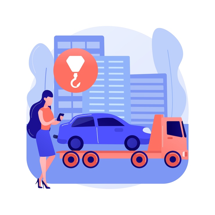 Vector gratuito ilustración de vector de concepto abstracto de asistencia en carretera. reparación de automóviles en la carretera, asistencia las 24 horas, servicio de remolque, cambio de llanta desinflada, emergencia de todos los vehículos, avería de camiones y metáfora abstracta.