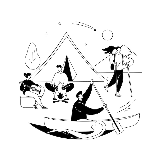 Ilustración de vector de concepto abstracto de campamento de verano