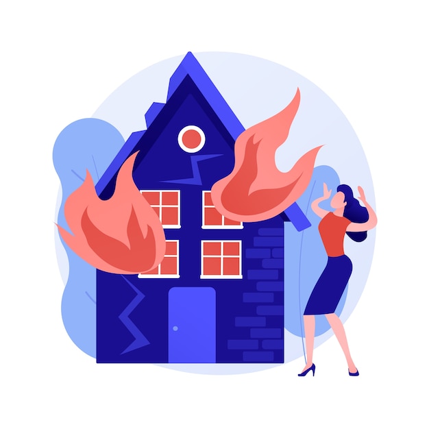 Ilustración de vector de concepto abstracto de consecuencias de fuego. Consecuencias de incendios forestales, víctimas de incendios, cálculo de pérdidas económicas de propiedad y empresas, servicio de evaluación de daños, metáfora abstracta.