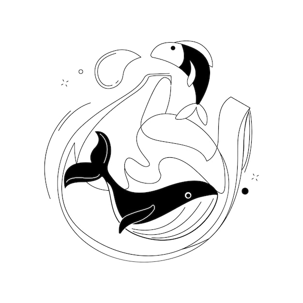 Ilustración de vector de concepto abstracto de contaminación plástica Problema ambiental del océano plástico cambio climático productos de un solo uso problema de contaminación global metáfora abstracta de residuos no reciclables