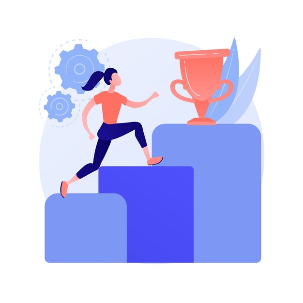 Ilustración de vector de concepto abstracto de desarrollo personal. Desarrollar talentos potenciales, crecimiento profesional personal, capital humano, poder hacerlo, habilidades sociales, superación personal, metáfora abstracta del entrenador.