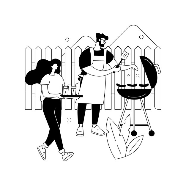 Ilustración de vector de concepto abstracto de fiesta en el patio trasero
