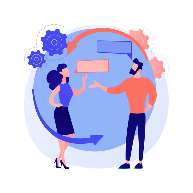 Ilustración de vector de concepto abstracto de habilidades de interacción social. Habilidades de comunicación, construcción de redes sociales, discapacidad de interacción, diagnóstico de autismo, actividades para adultos metáfora abstracta.