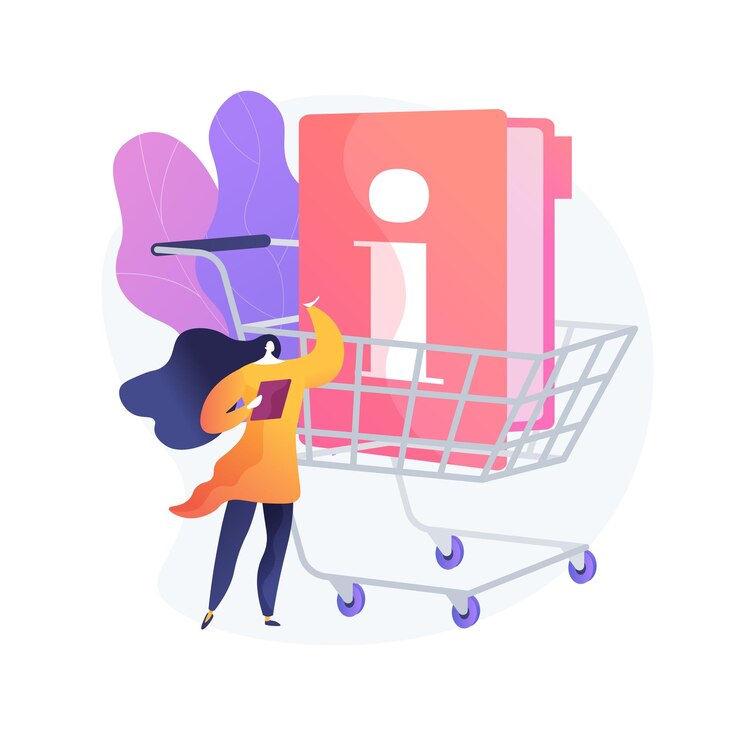 Vector gratuito ilustración de vector de concepto abstracto de información al consumidor. ley del consumidor, política de seguridad de la privacidad, información financiera, servicio de marketing, protección del comprador, metáfora abstracta de compras en línea.