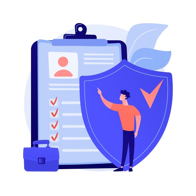 Ilustración de vector de concepto abstracto de seguro de desempleo. Beneficios de desempleo, trabajo perdido, empresario estresado cansado, formulario de reclamación, compensación de trabajadores, papeleo, metáfora abstracta de entrevista.