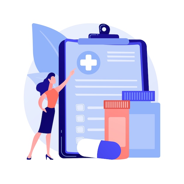 Ilustración de vector de concepto abstracto de seguro de salud. Contrato de seguro médico, gastos médicos, formulario de solicitud de reclamación, consulta con el agente, documento de firma, metáfora abstracta de cobertura de emergencia.