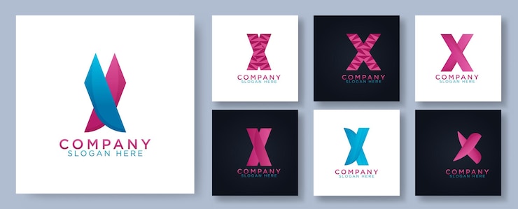 Vector gratuito ilustración de vector de conjunto de logotipo de letra inicial x