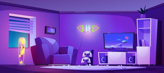 Ilustración de vector de dibujos animados interior de sala de juegos