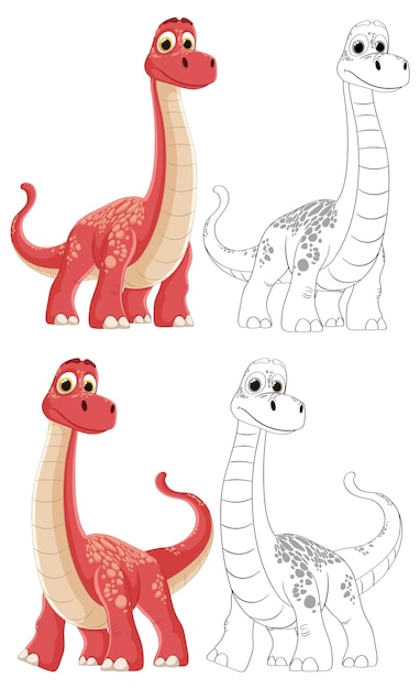 Ilustración de vector de dinosaurio lindo