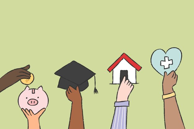 Ilustración de vector de doodle de gestión financiera