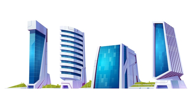 Vector gratuito ilustración de vector de edificio de calle de ciudad futura