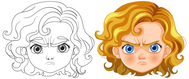 Ilustración del vector de expresión del niño enojado