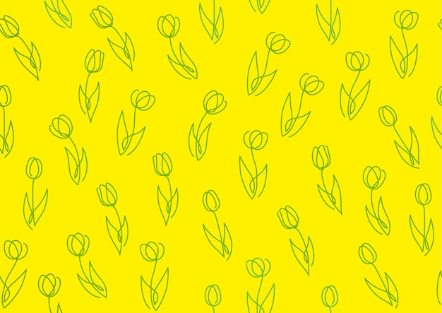 Ilustración de vector de fondo de primavera transparente con patrón de dibujo de línea de tulipán simple