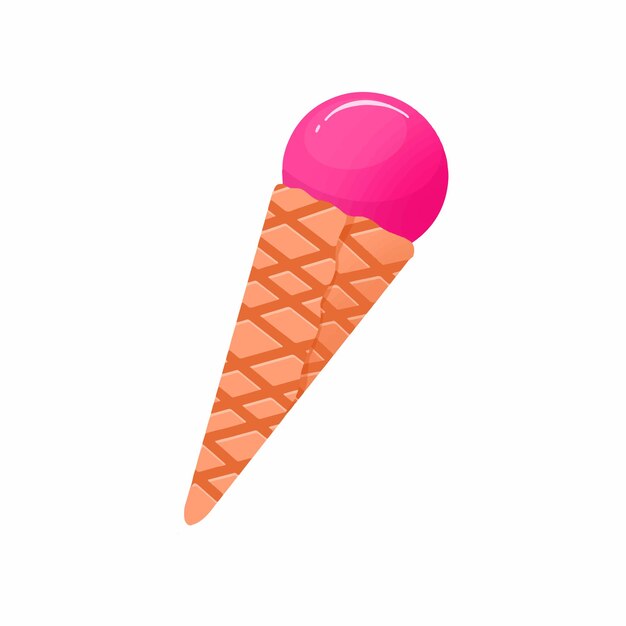 Ilustración Vector Helado Fresa Estilo Colorido