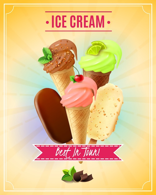 Vector gratuito ilustración de vector de helado