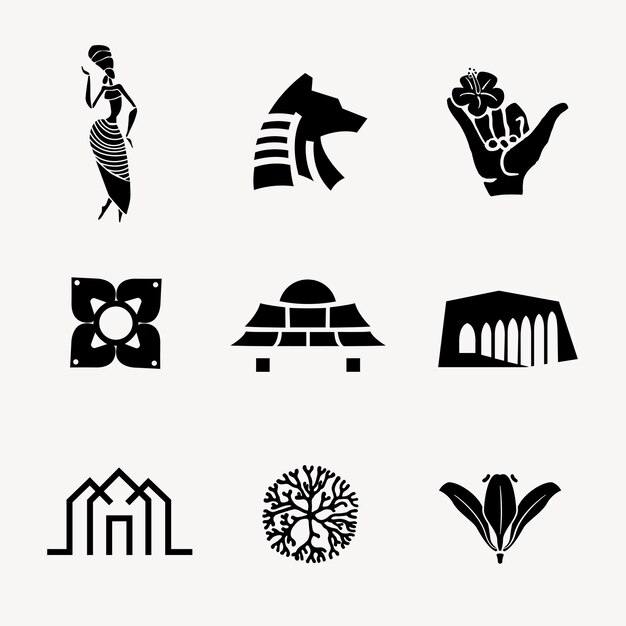Ilustración de vector de icono de BW para conjunto de marca