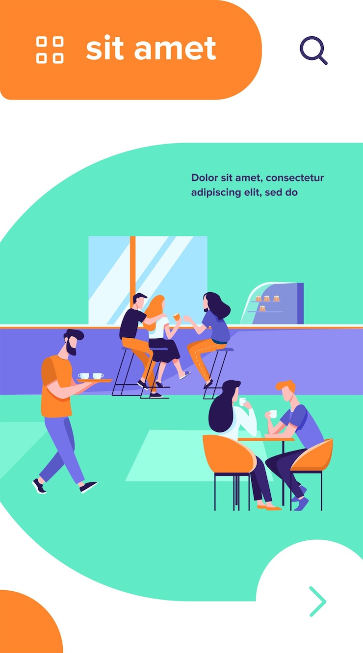 Vector gratuito ilustración de vector interior de cafetería