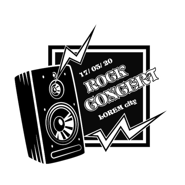 Ilustración de vector de invitación de concierto de rock vintage.